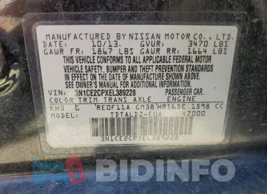 3N1CE2CPXEL389228 Photo# 12
