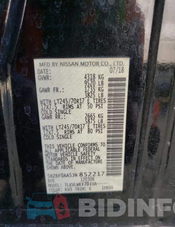 5BZBF0AA5JN852217 Photo# 13