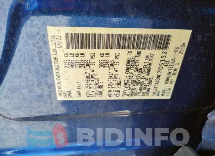 5N1BT3AB3NC705152 Photo# 12