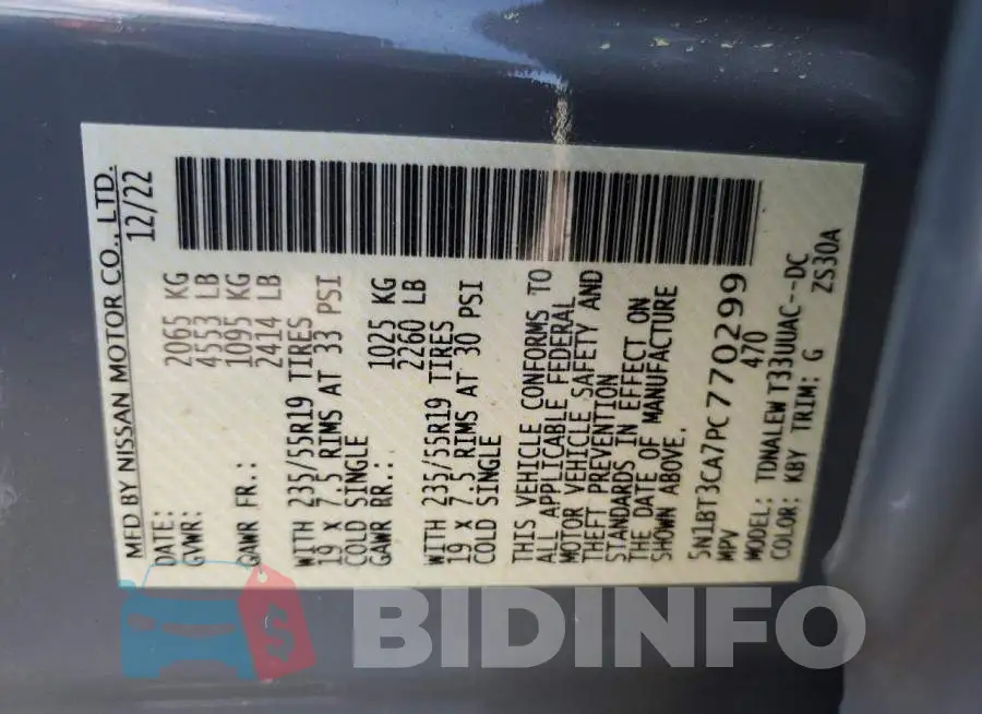 5N1BT3CA7PC770299 Photo# 14