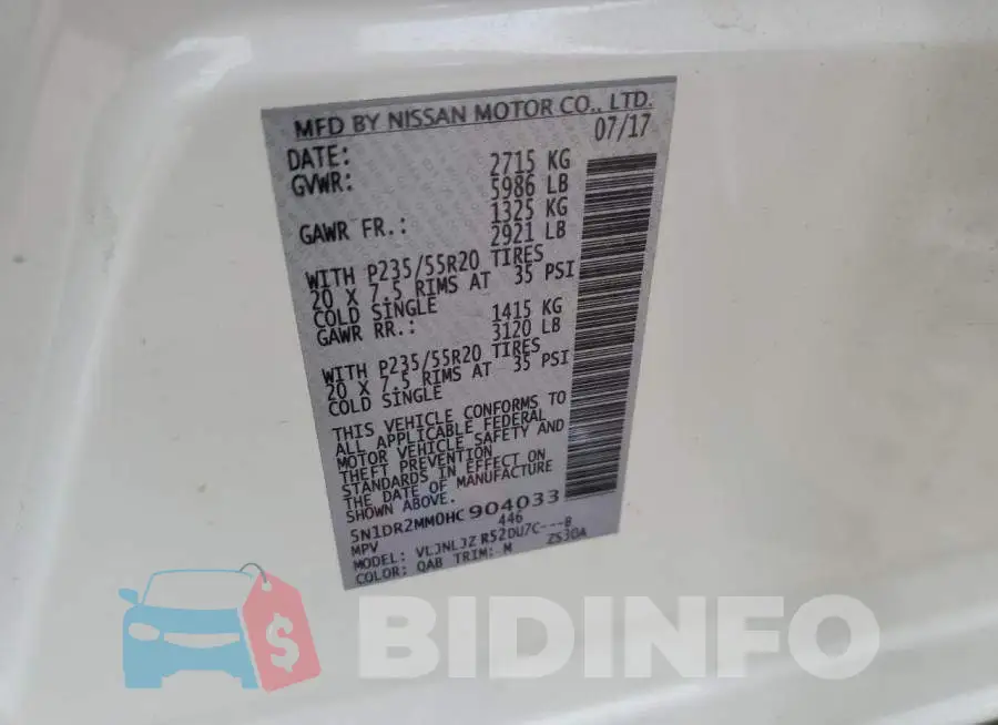 5N1DR2MM0HC904033 Photo# 13