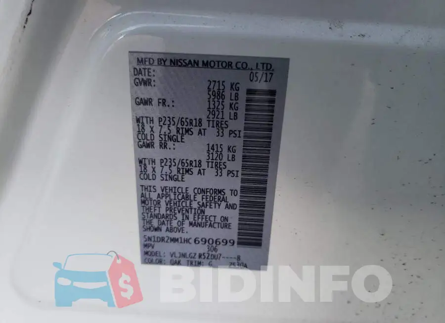 5N1DR2MM1HC690699 Photo# 13