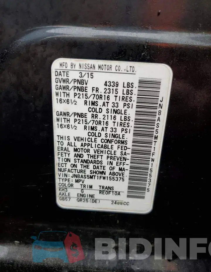 JN8AS5MT1FW155375 Photo# 14