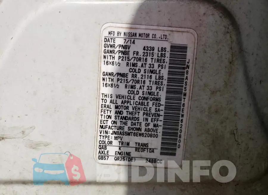 JN8AS5MT6EW620800 Photo# 13