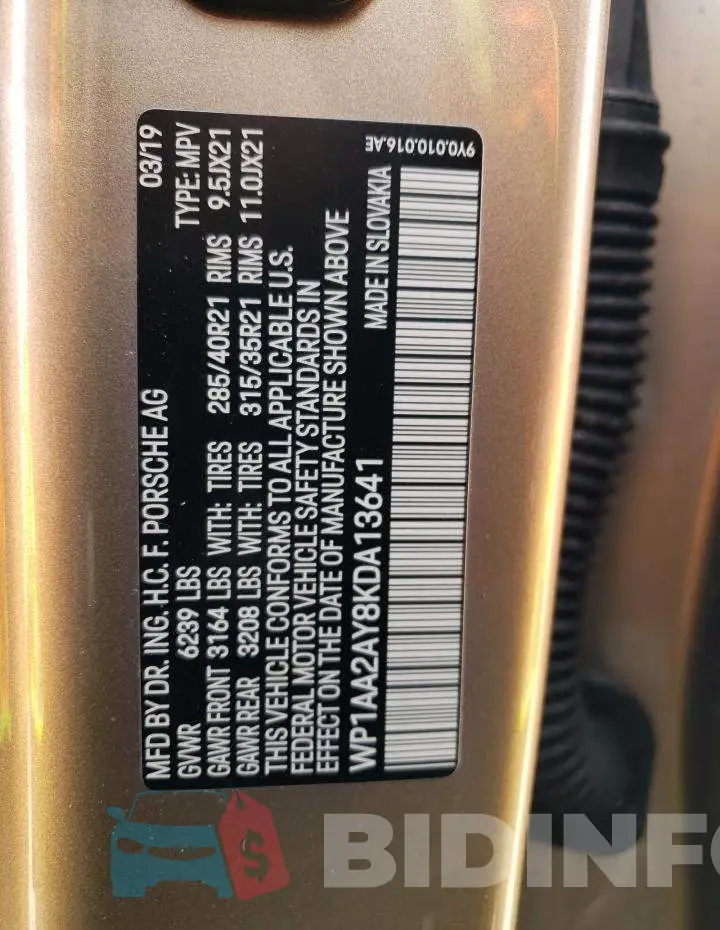 WP1AA2AY8KDA13641 Photo# 12