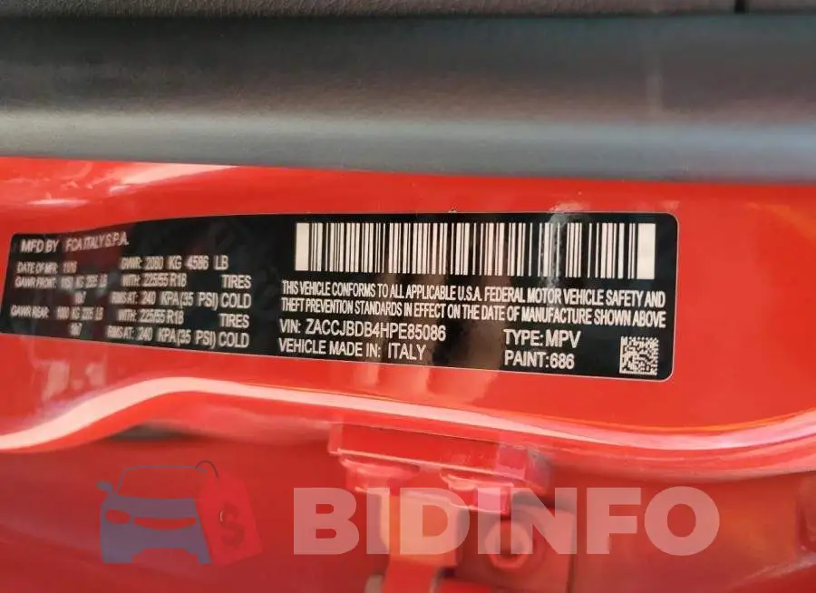ZACCJBDB4HPE85086 Photo# 12