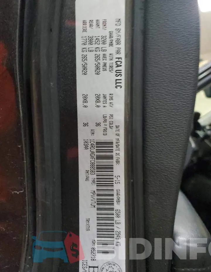 1C4RDJAGXFC888583 Photo# 13
