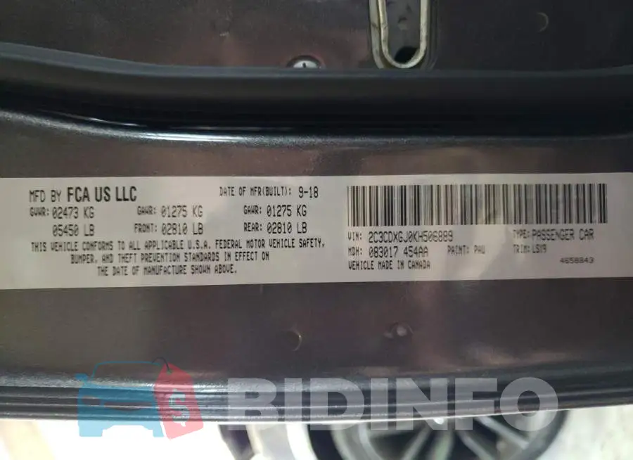 2C3CDXGJ0KH506889 Photo# 12