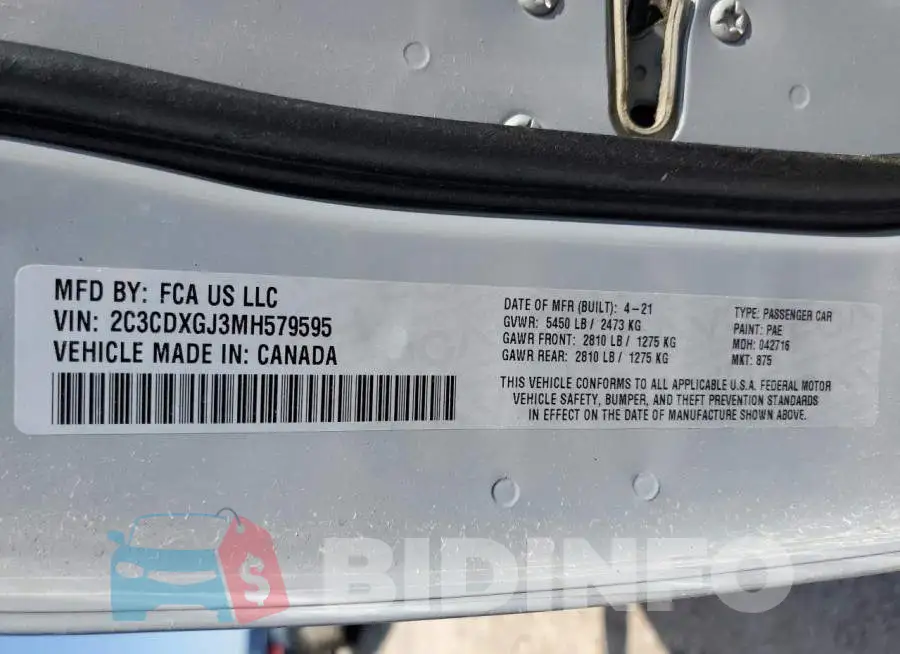 2C3CDXGJ3MH579595 Photo# 12