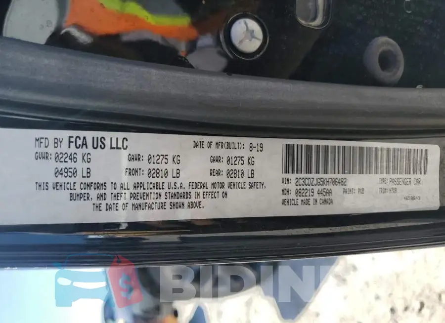 2C3CDZJG5KH706482 Photo# 12