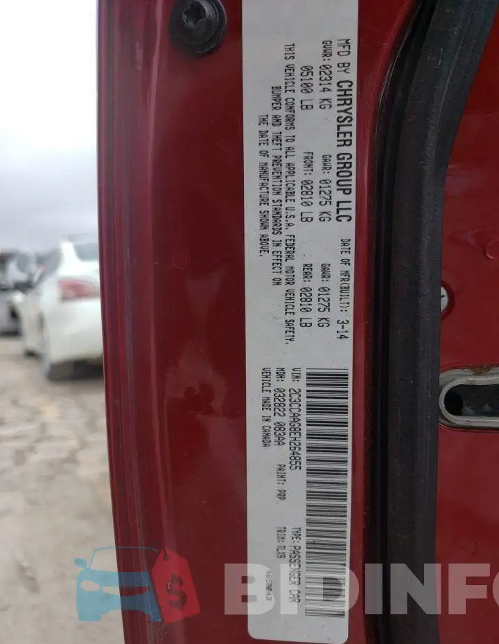 2C3CCAAG8EH264855 Photo# 13