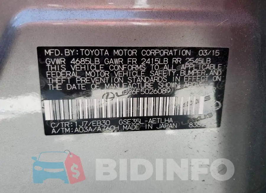 JTHCF1D26F5026089 Photo# 12