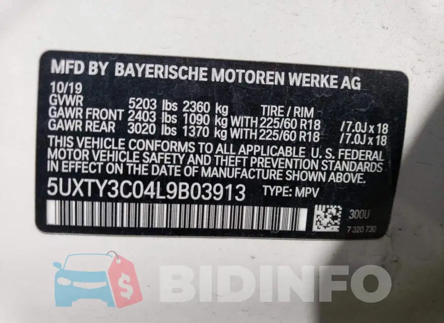 5UXTY3C04L9B03913 Photo# 12