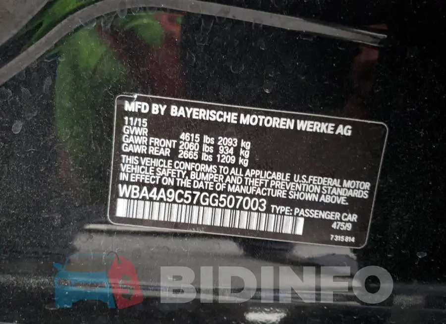 WBA4A9C57GG507003 Photo# 12