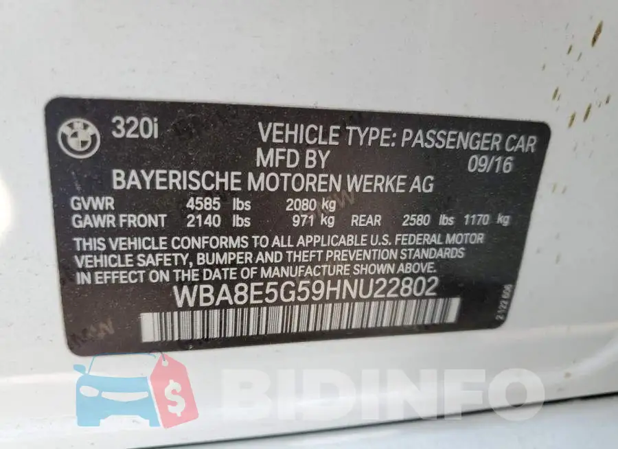 WBA8E5G59HNU22802 Photo# 12