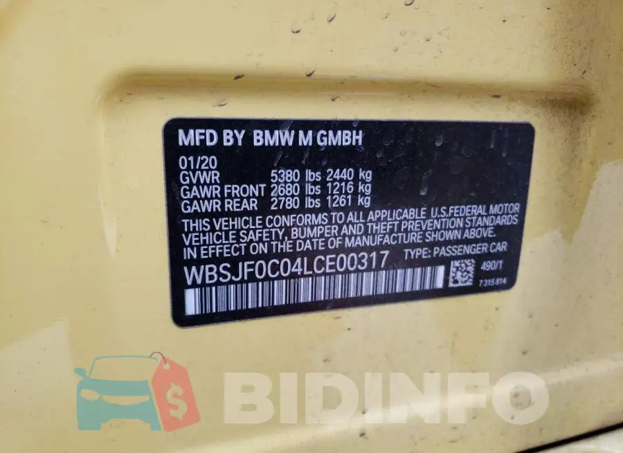 WBSJF0C04LCE00317 Photo# 12