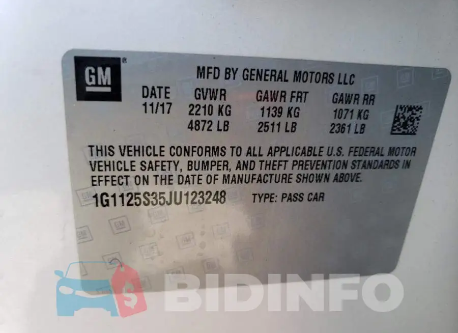 1G1125S35JU123248 Photo# 12