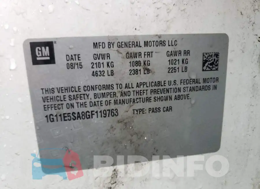 1G11E5SA8GF119763 Photo# 12