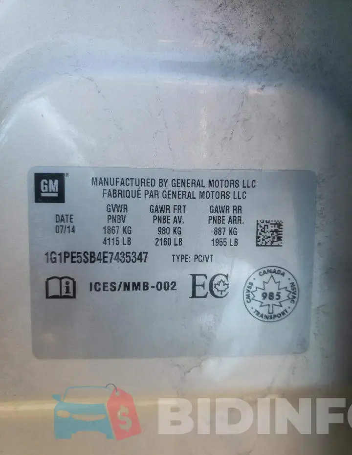 1G1PE5SB4E7435347 Photo# 13
