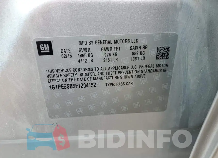 1G1PE5SB5F7204152 Photo# 12