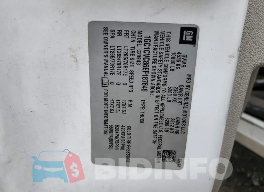 1GC1CVC86EF187646 Photo# 12