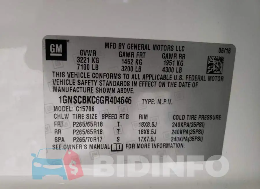 1GNSCBKC6GR404646 Photo# 13