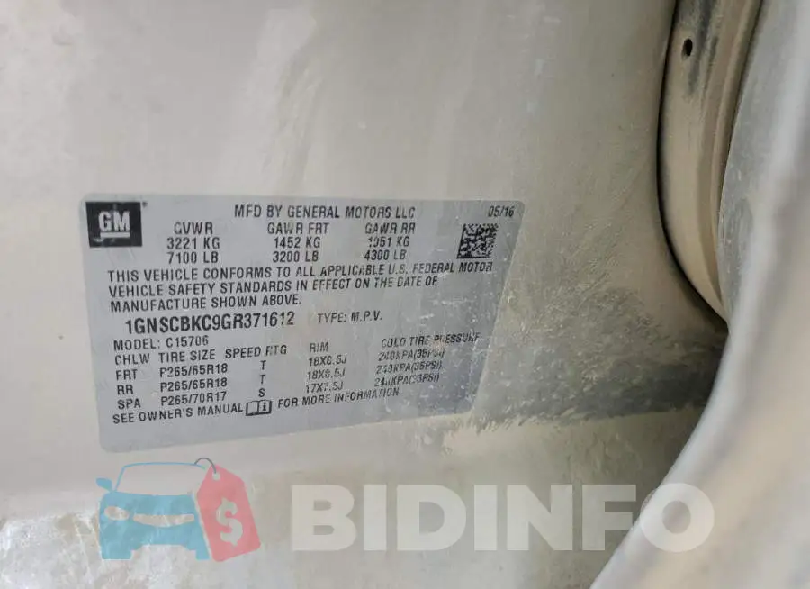 1GNSCBKC9GR371612 Photo# 13