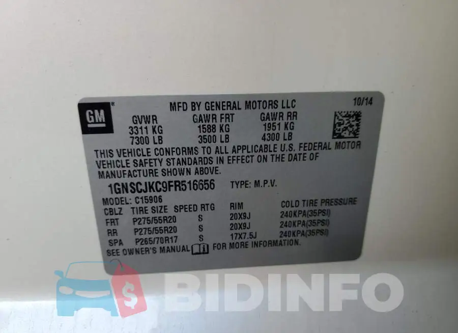 1GNSCJKC9FR516656 Photo# 14