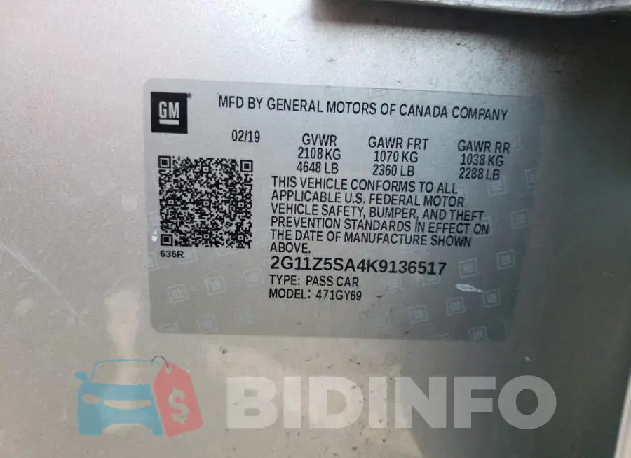 2G11Z5SA4K9136517 Photo# 12
