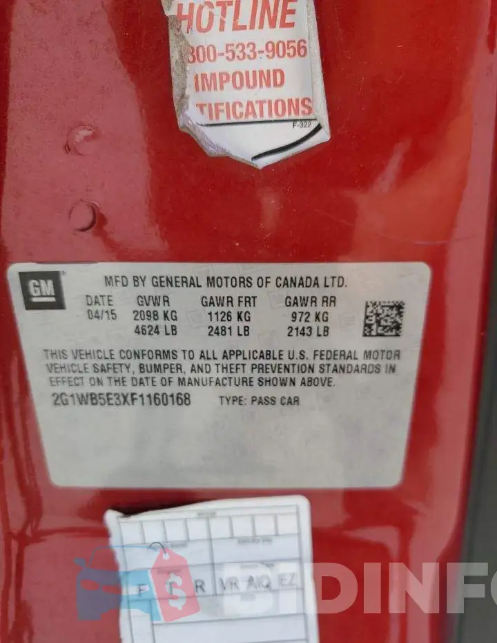 2G1WB5E3XF1160168 Photo# 12