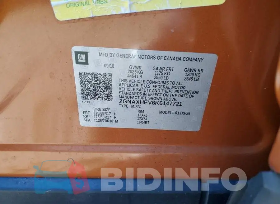 2GNAXHEV6K6147721 Photo# 13