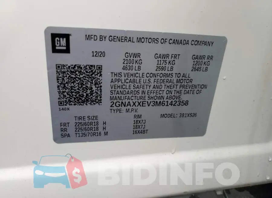2GNAXXEV3M6142358 Photo# 12