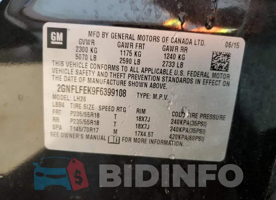 2GNFLFEK9F6399108 Photo# 14