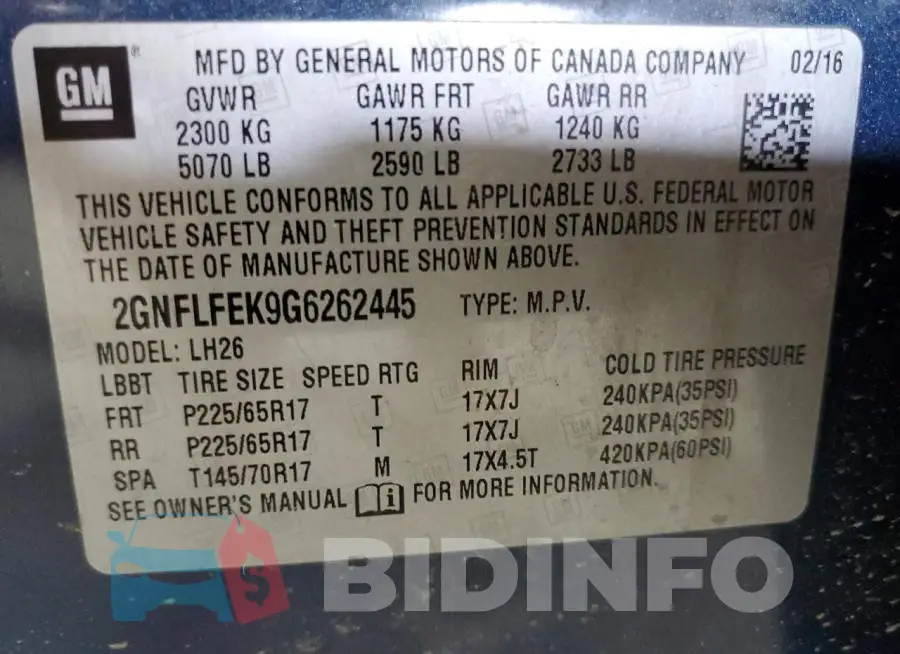 2GNFLFEK9G6262445 Photo# 13