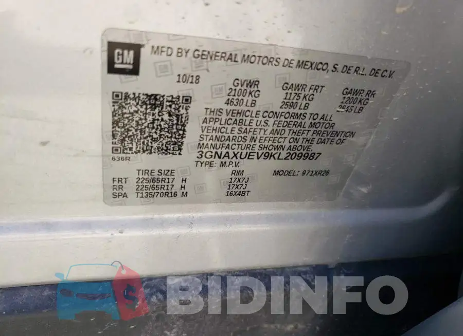 3GNAXUEV9KL209987 Photo# 12