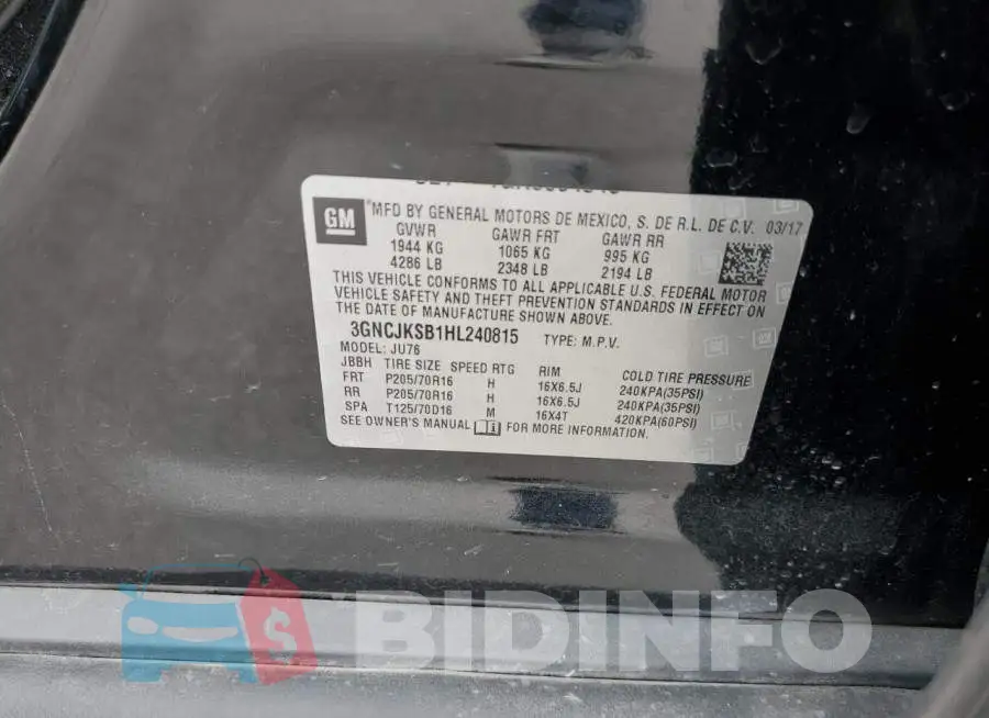 3GNCJKSB1HL240815 Photo# 12