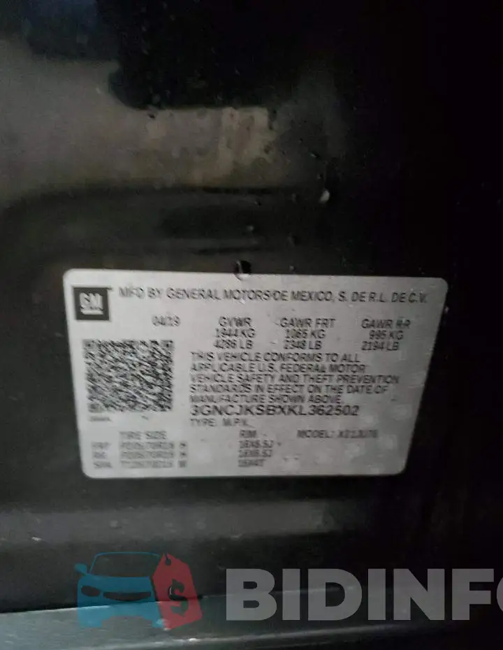 3GNCJKSBXKL362502 Photo# 13