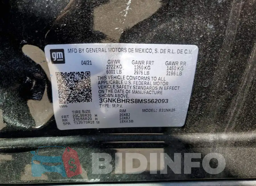 3GNKBHRS8MS562093 Photo# 12