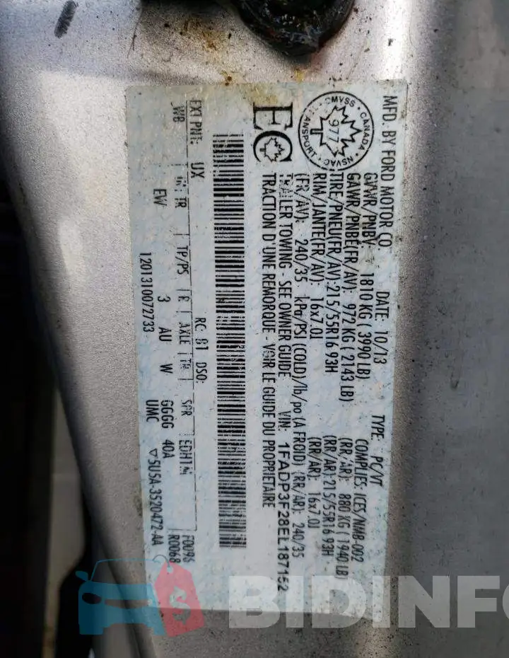 1FADP3F28EL187152 Photo# 12