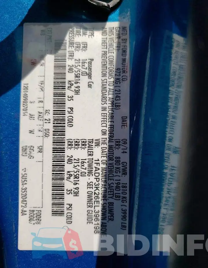 1FADP3K26EL396198 Photo# 12
