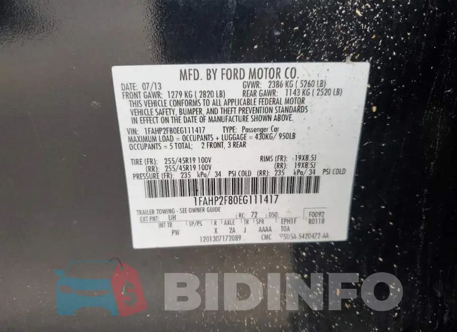 1FAHP2F80EG111417 Photo# 12