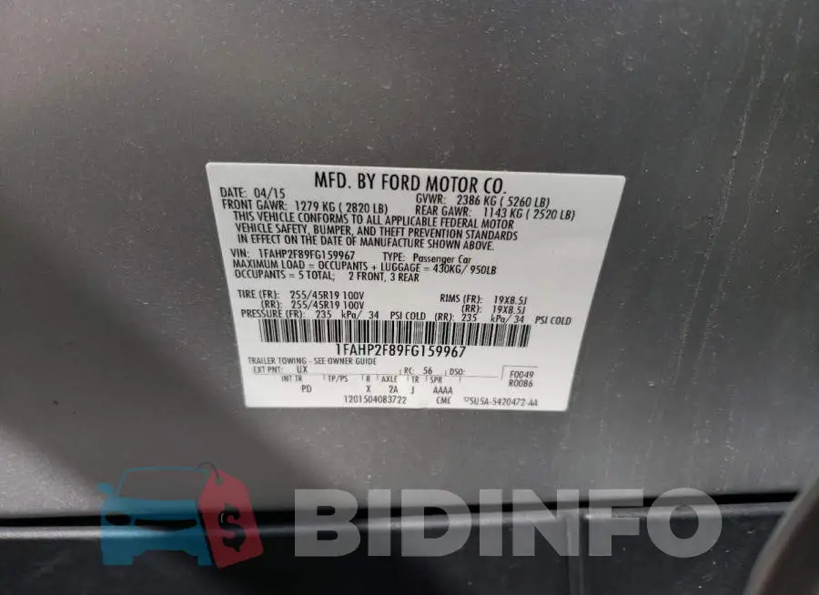 1FAHP2F89FG159967 Photo# 12