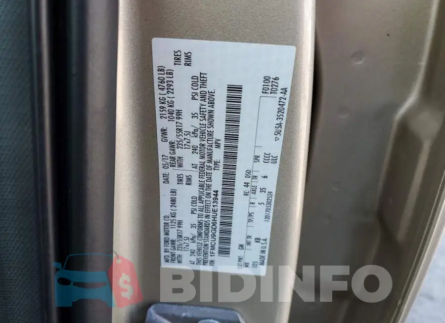 1FMCU9GD6HUE13944 Photo# 12