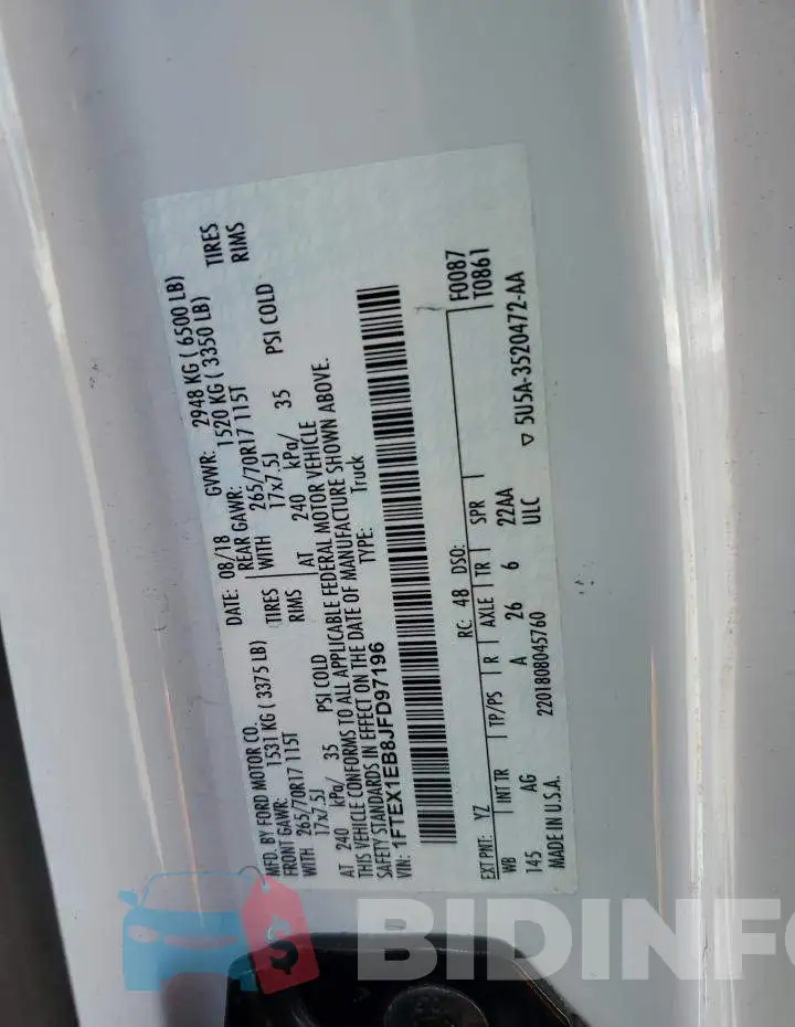 1FTEX1EB8JFD97196 Photo# 12