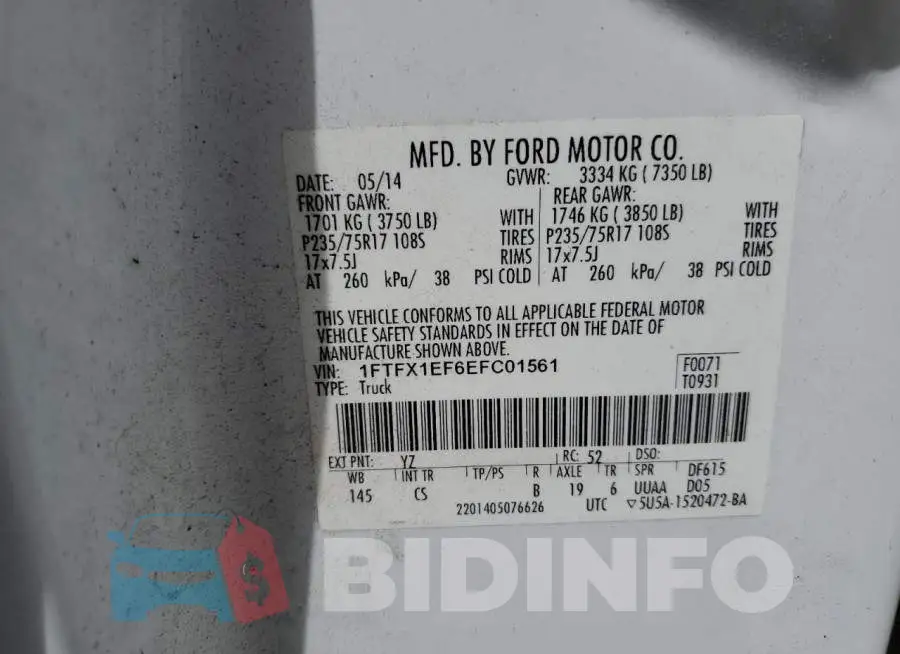 1FTFX1EF6EFC01561 Photo# 12