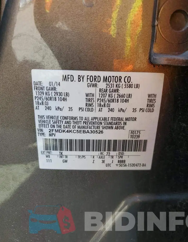 2FMDK4KC5EBA30526 Photo# 12