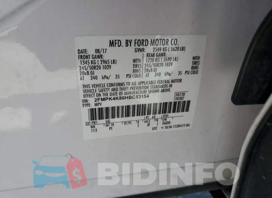 2FMPK4K86HBC53154 Photo# 13