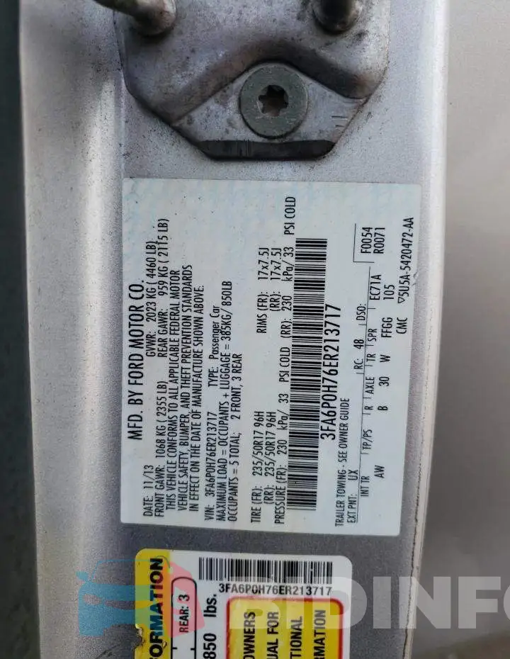3FA6P0H76ER213717 Photo# 12