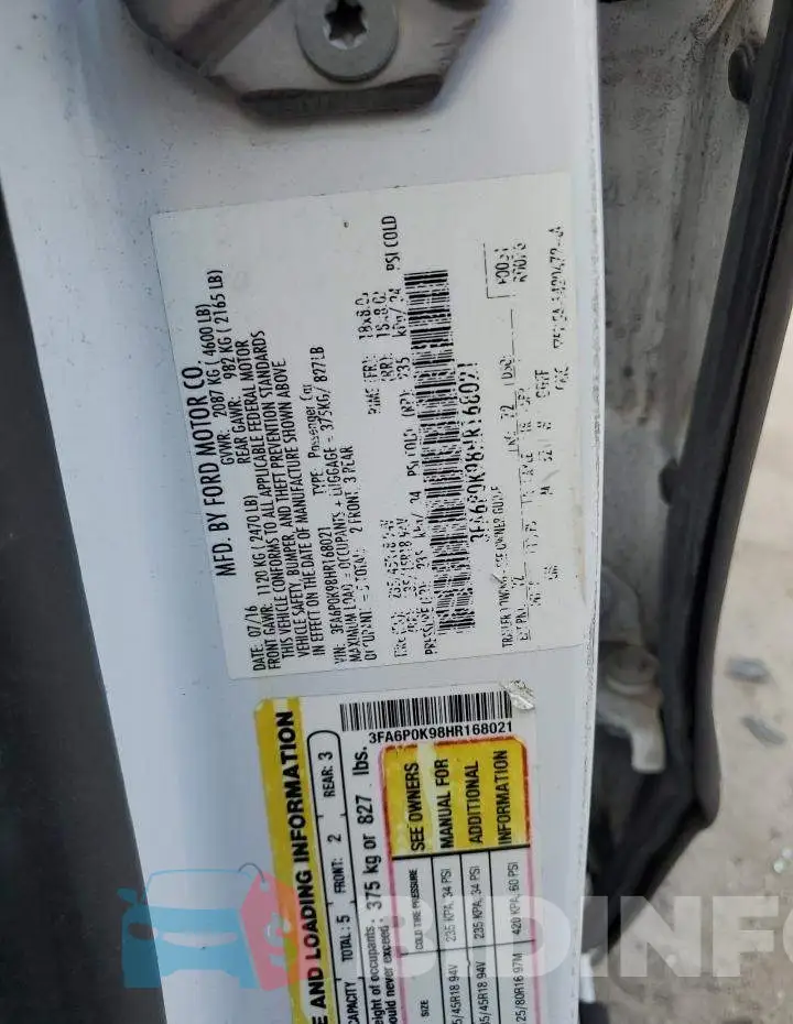 3FA6P0K98HR168021 Photo# 12