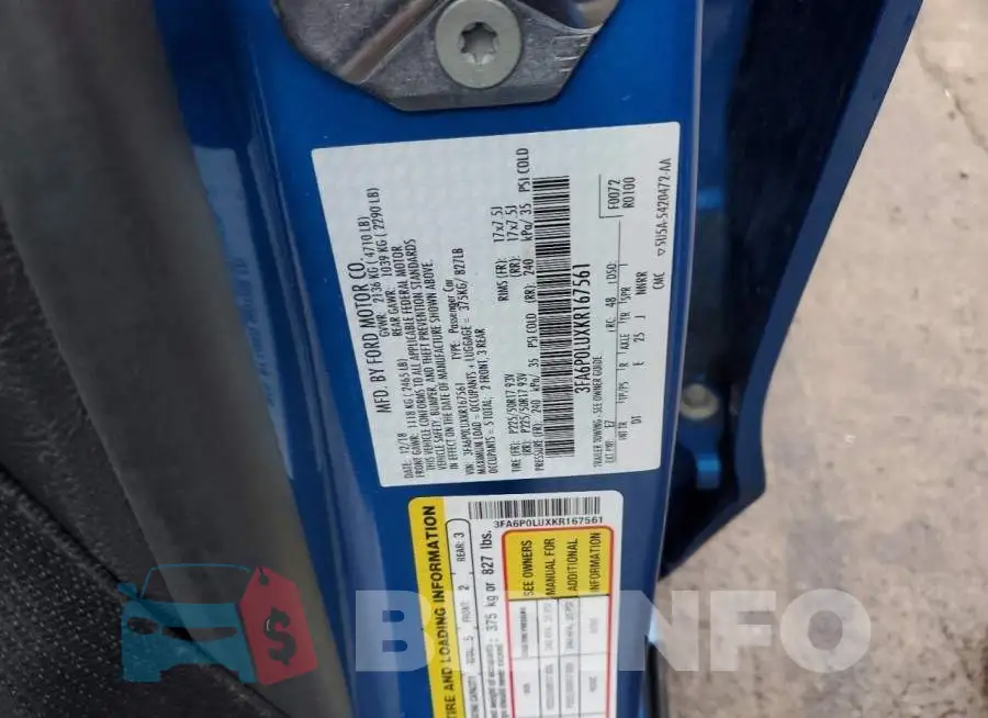 3FA6P0LUXKR167561 Photo# 12
